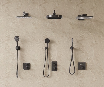 现代嵌入式淋浴 隐藏式花洒 淋雨 洗澡喷头 墙式暗装花洒su模型