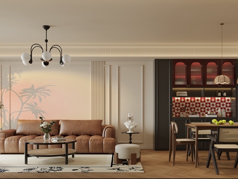 中古风客餐厅su模型