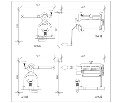 手动面条机 手摇擀面机 家用压面机 手摇揉面机 手工面条机cad施工图