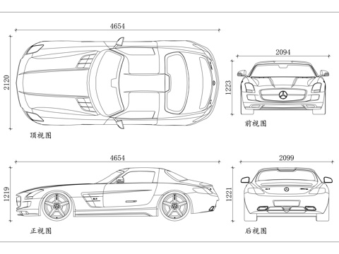 奔驰超跑 银箭超跑 鸥翼超跑 公路 F1 奔驰绿魔cad施工图