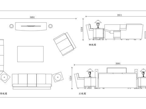 极简布艺沙发 北欧简约沙发 轻奢客厅沙发 现代休闲沙发cad施工图