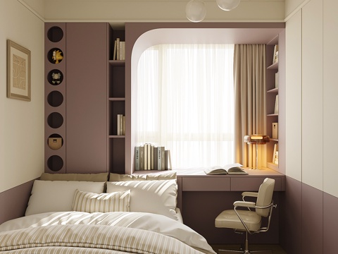 现代榻榻米卧室su模型