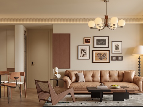 中古风客餐厅su模型