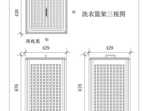脏衣篮架 洗衣收纳架 衣物篮架 换洗衣物架 脏衣收纳架cad施工图