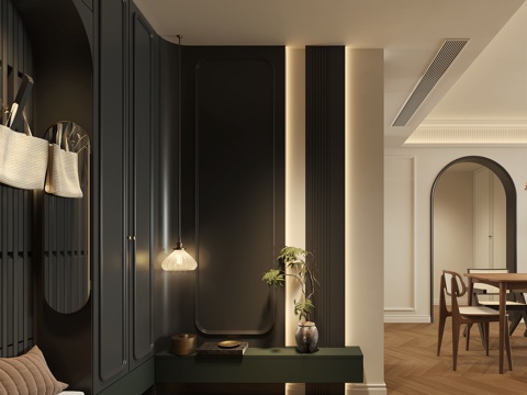 中古风玄关su模型