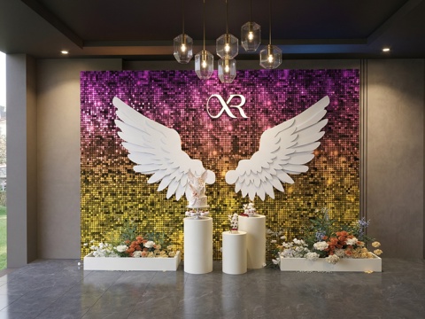 现代文旅美陈  网红打卡墙  背景墙su模型