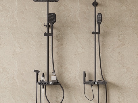 现代钢琴键淋浴花洒su模型