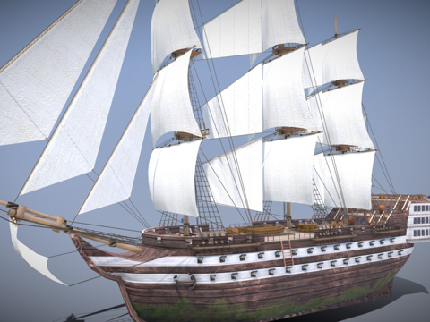 线列战舰 80 门炮su模型