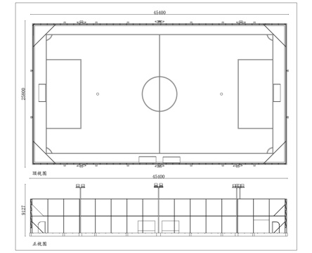 五人制球场 迷你足球场 小型绿茵场 小尺寸球场 社区足球场cad施工图