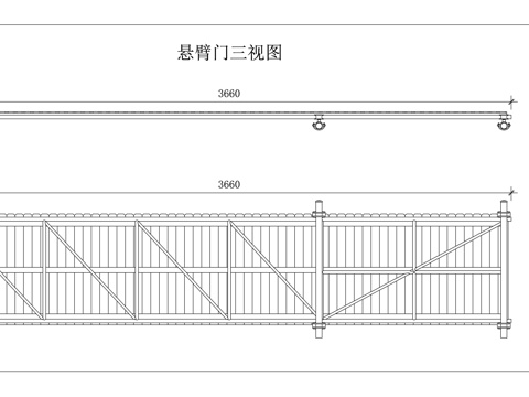 悬浮门 悬伸门 悬挑门 无轨悬臂门 悬空平移门cad施工图