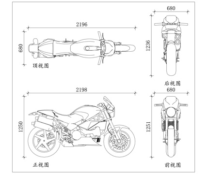 重机 街跑 仿赛 性能机车 运动摩托cad施工图