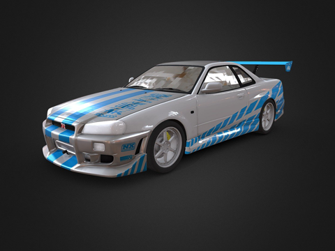 保罗·沃克GTR R34来自速度与激情2su模型