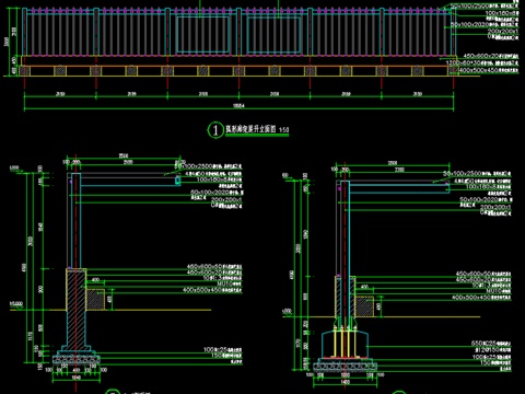 单臂弧形格栅钢结构文化廊架cad施工图