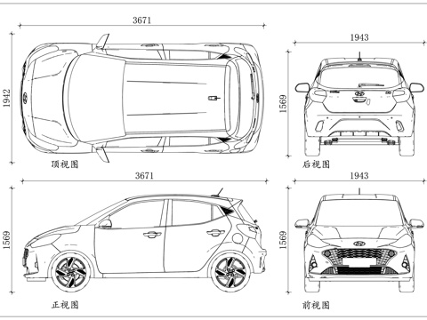 运动多用车 城市越野车 多功能 SUV 都市越野车型cad施工图