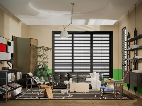 现代家居客厅 包豪斯客厅 沙发组合su模型