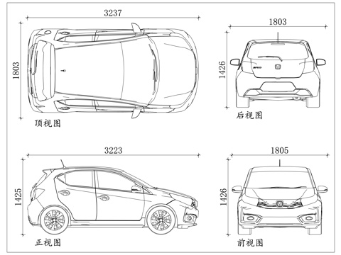 小掀背 两厢小车 紧凑型掀背 小两厢车 迷你掀背车cad施工图