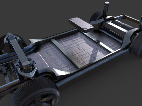 特斯拉ModelX底盘su模型