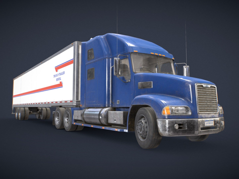 半挂车货车拖车 - 低多边形su模型