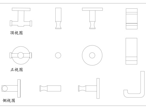 挂衣钩 衣帽钩 壁挂钩 衣物钩 挂物钩cad施工图