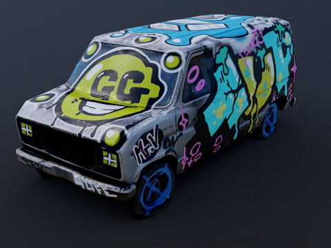 旧货车-涂鸦挑战（Sketchfab）su模型