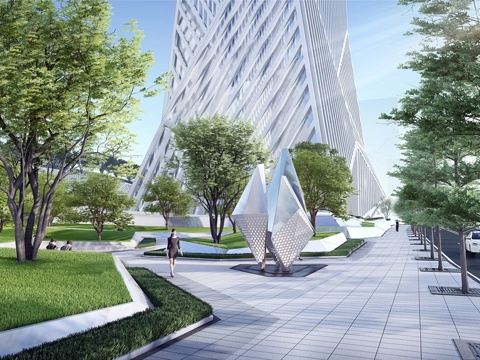 现代办公景观 写字楼su模型