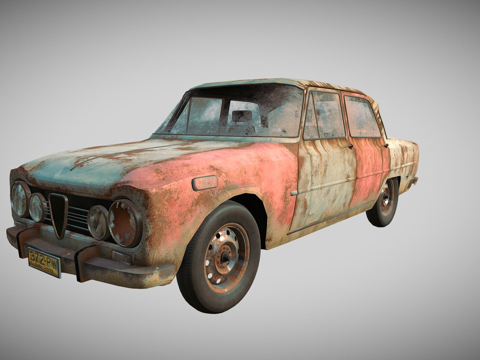 生锈的阿尔法罗密欧旧车su模型