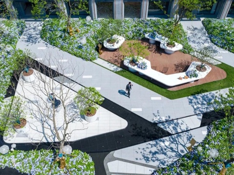 现代市政公园景观 口袋公园 市政广场 市政绿化 办公景观su模型