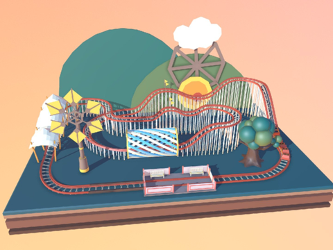 过山车立体模型卡通风格su模型