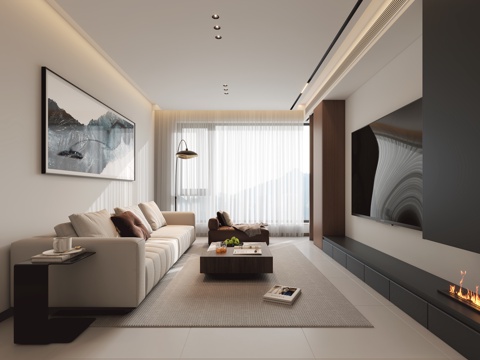  现代意式客餐厅3d模型 