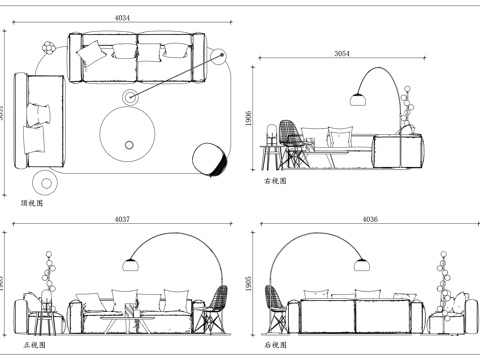 迷你沙发 窄款沙发 小户沙发 简约小沙发 客厅小沙发cad施工图