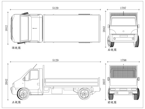 轻卡 小货车 微卡 厢式小卡 轻型货车cad施工图