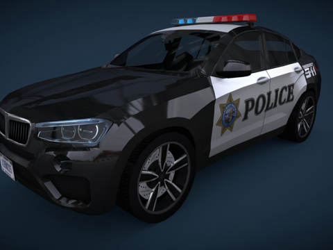 低多边形通用SUV警车su模型