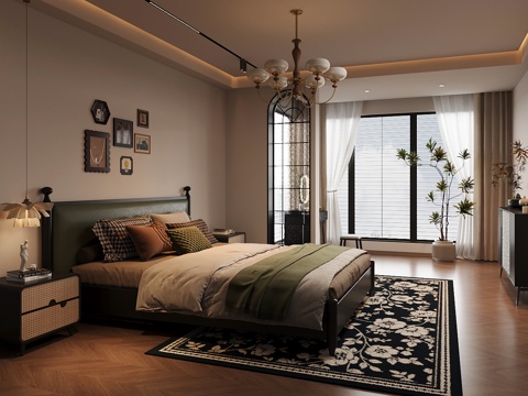 法式复古卧室su模型