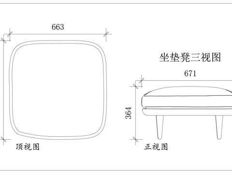 换鞋凳 脚踏凳 坐墩 蒲团凳 软垫凳cad施工图