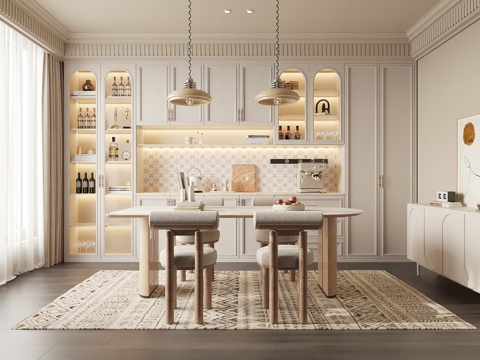 法式中古风餐厅su模型