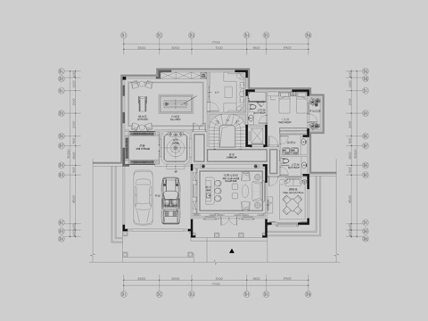 别墅豪宅大空间平面设计方案cad施工图