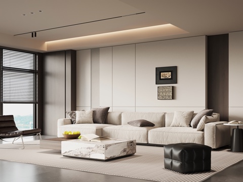 现代意式客厅 沙发茶几组合su模型