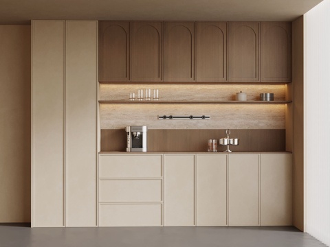 中古风酒柜 侘寂风酒柜 餐边柜su模型