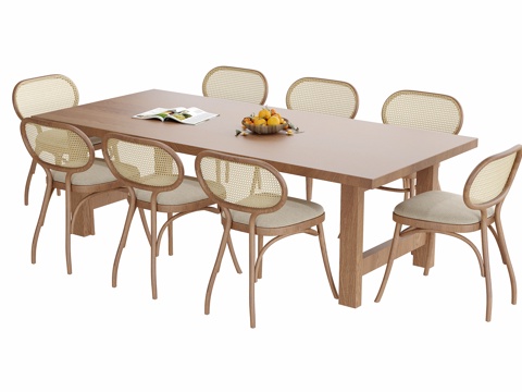 现代餐桌椅 餐椅su模型