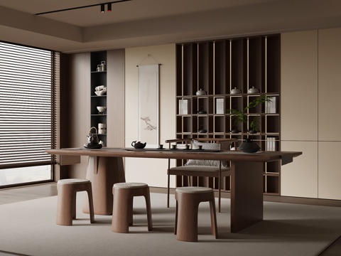 新中式茶室su模型