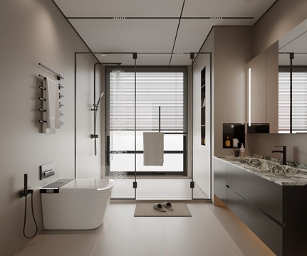 现代意式卫生间su模型