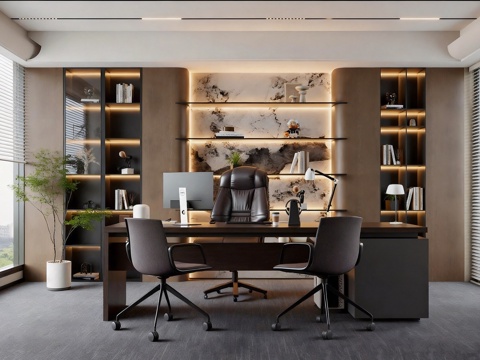 现代经理办公室 书房办公室3d模型