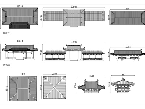 殿顶 歇山顶 悬山顶 硬山顶 攒尖顶cad施工图