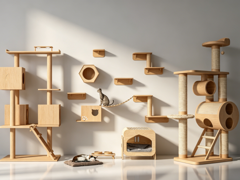 宠物房猫爬架猫窝su模型