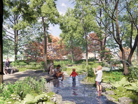 现代公园景观  自然亲水儿童乐园su模型