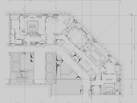 广州万达希尔顿总统套房cad施工图