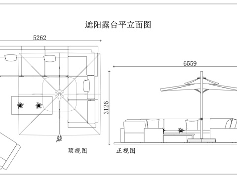 遮阳台 遮阳平台 凉棚露台 防晒露台 遮阳庭院cad施工图