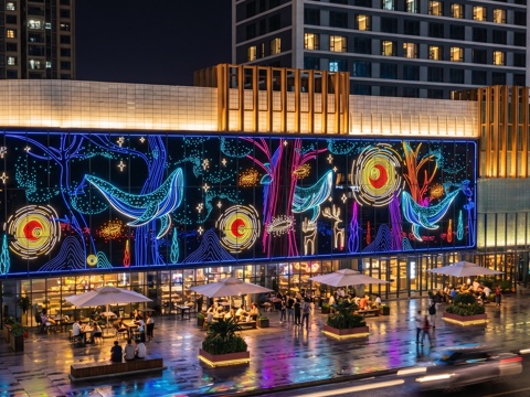 霓虹灯 现代商业街 商业综合体su模型