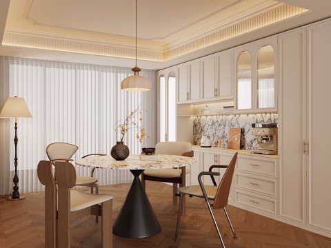 法式复古家居餐厅su模型