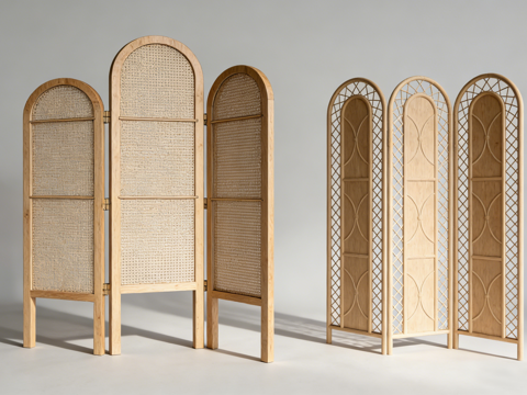 侘寂屏风隔断su模型